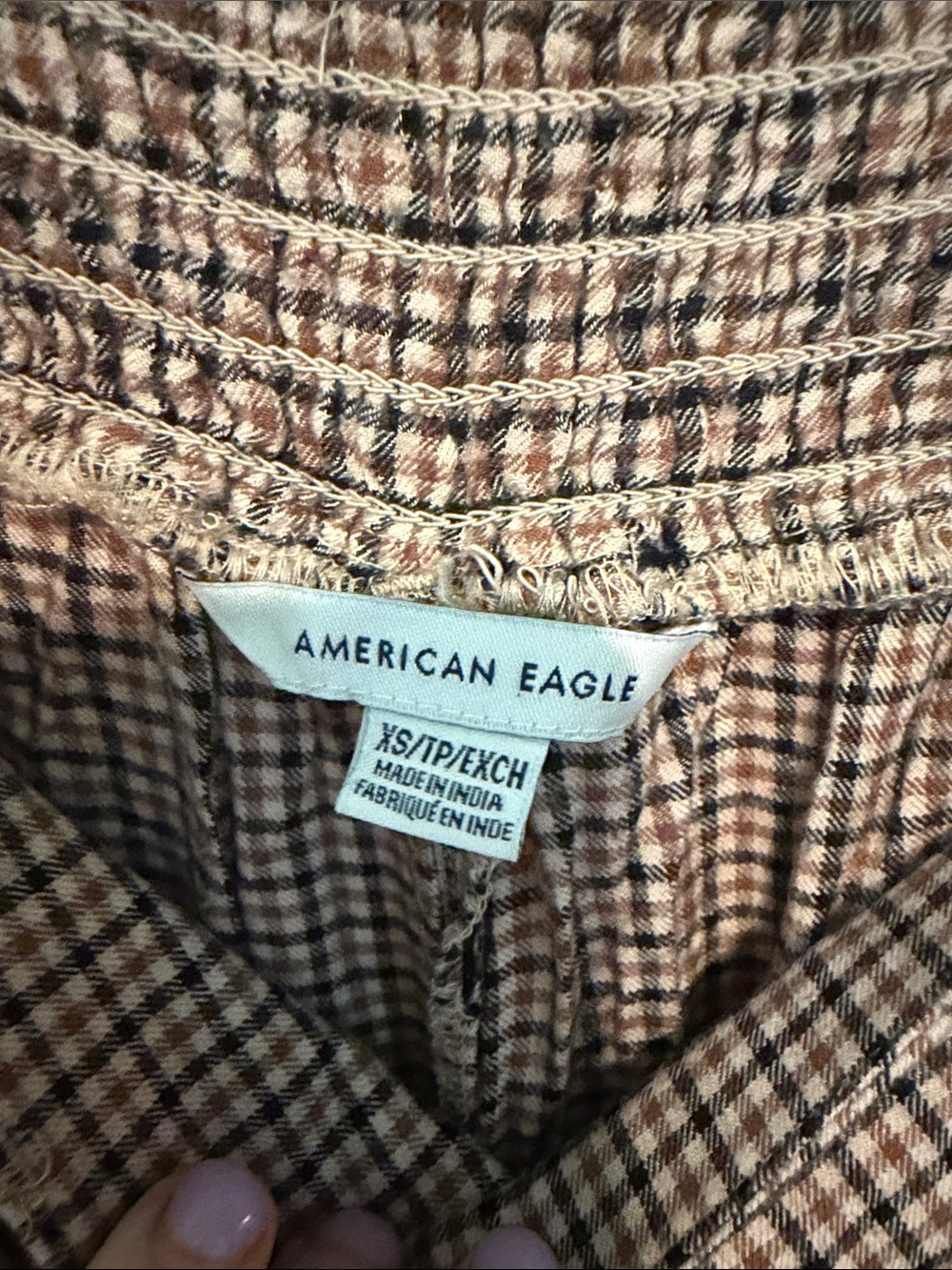 American Eagle Outfitters Brown Plaid Wide-Leg Neutral Academia Trouser Pants - Picture 2 of 10
